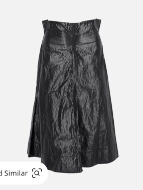 PHILOSOPHY DI LORENZO SERAFINI FAUX CRINKLED LEATHER A-LINE SKIRT IN BLACK